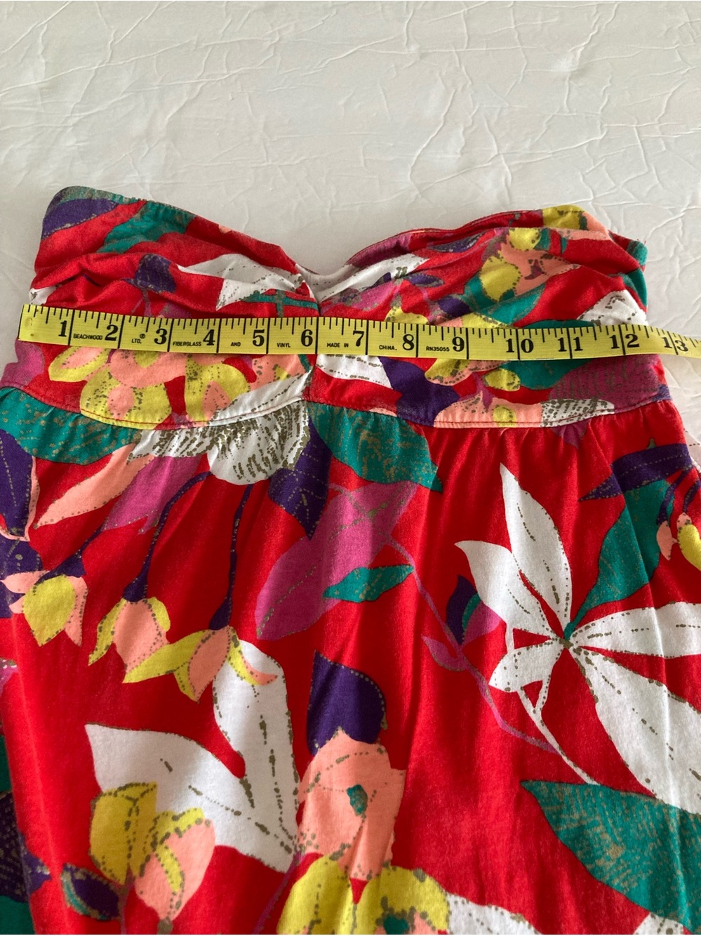 Roxy / Bold  Red tropical print strapless mini Dress - Picture 3 of 7